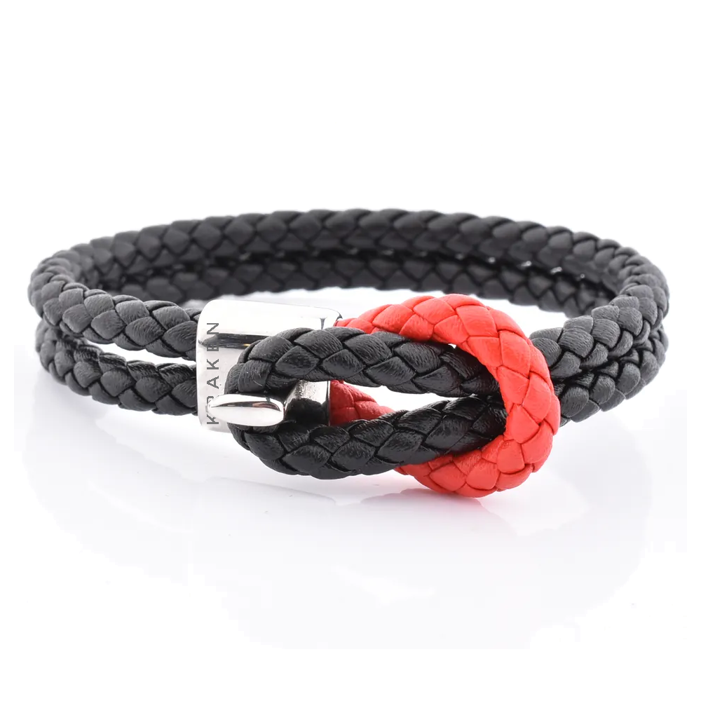 Black and Red Leather Bracelet