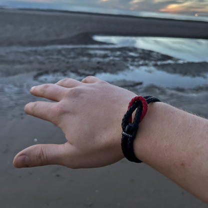 Black and Red Leather Bracelet
