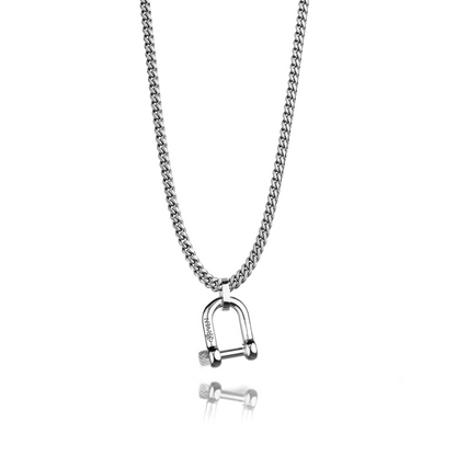 Silver D Shackle Necklace
