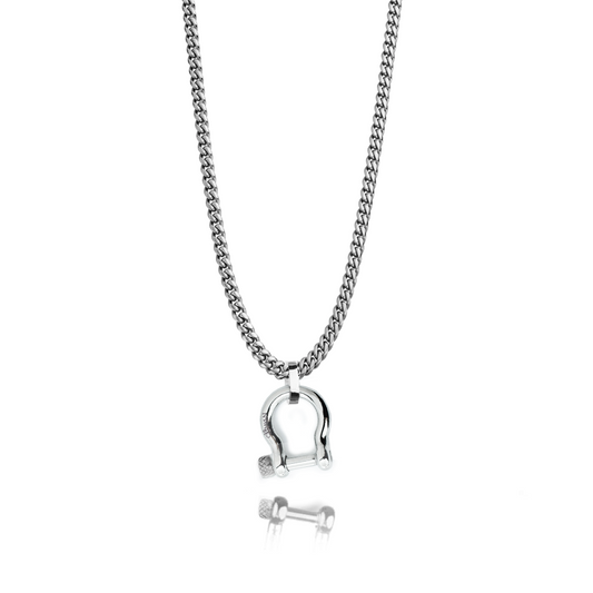 Silver Horse Shoe Shackle Necklace